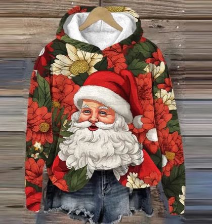 Alfie | Women's Christmas Jumper for Women Embroidered Festive Hooded Relaxed-Fit Jumper - Orange