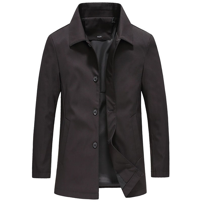 Archie | Men's Slim-Fit Button-Front Long Jacket - Black
