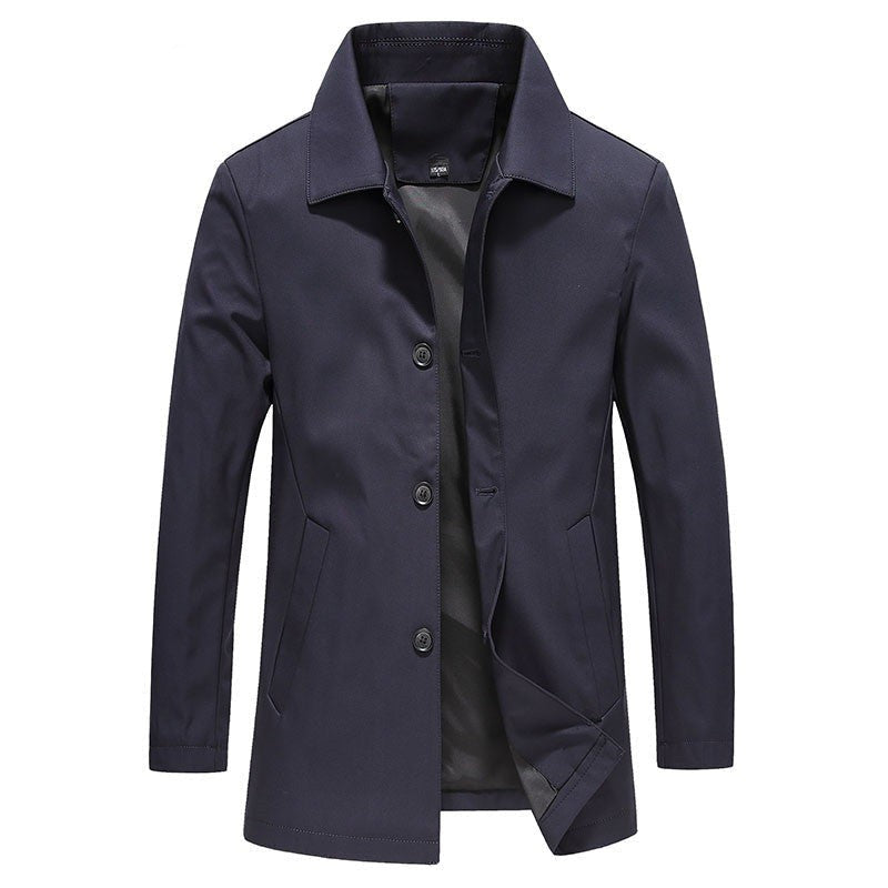 Archie | Men's Slim-Fit Button-Front Long Jacket - Blue