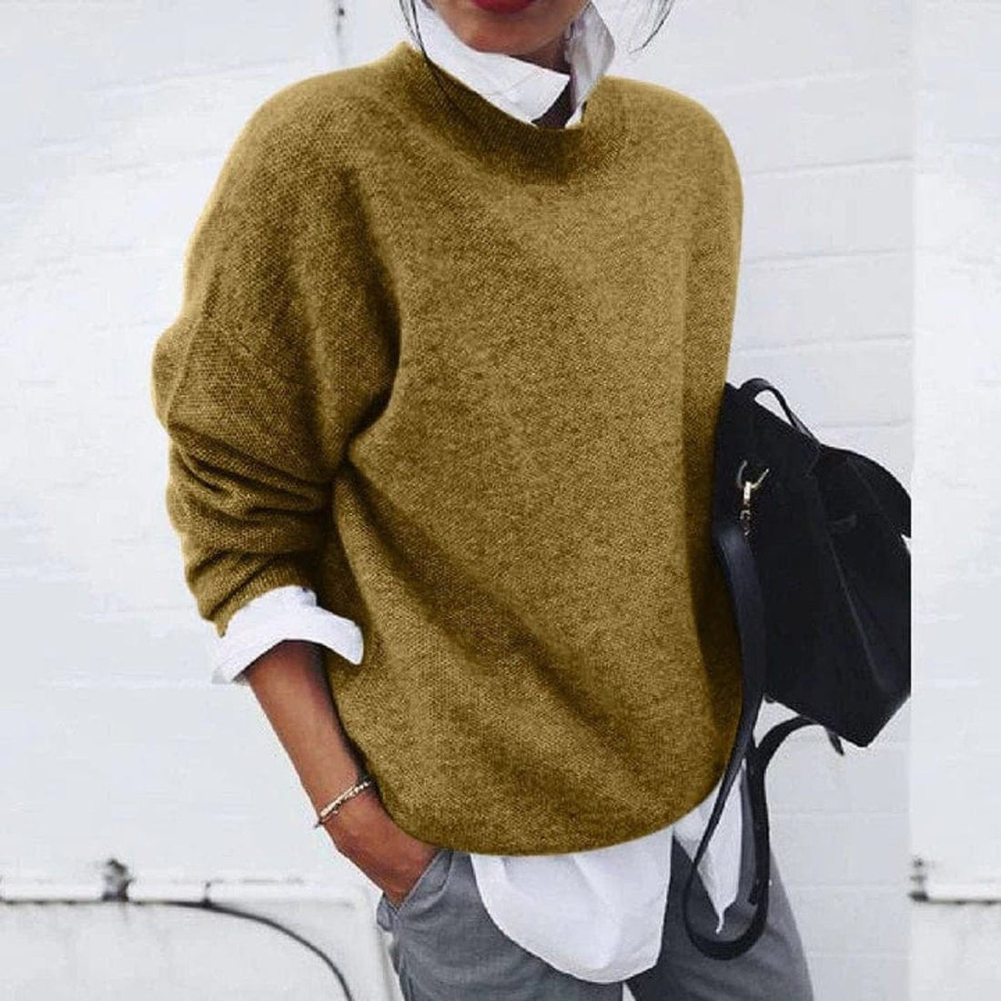 Beatrice | Women's Relaxed Crew Neck Soft Knit Jumper - Blue