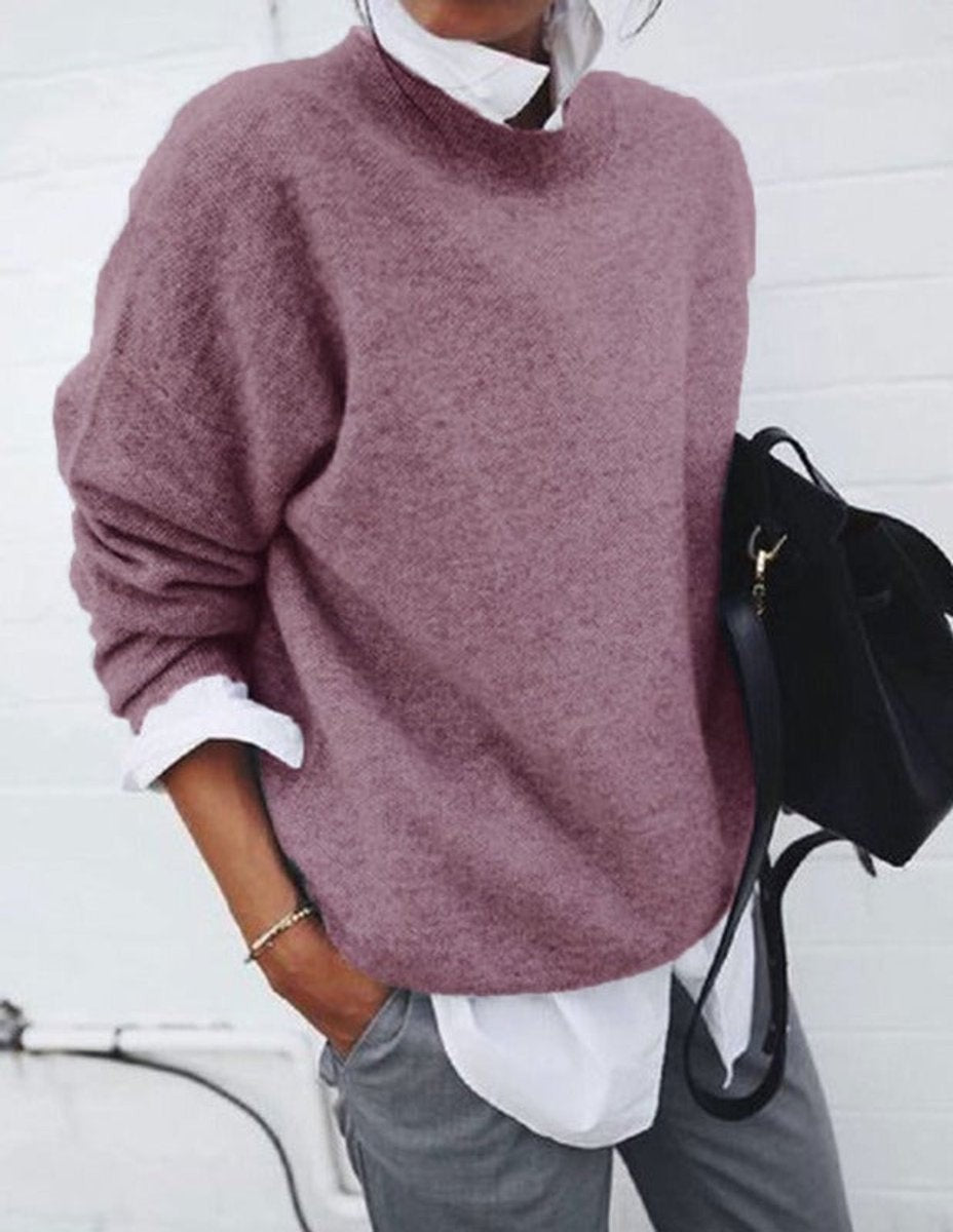 Beatrice | Women's Relaxed Crew Neck Soft Knit Jumper - Pink