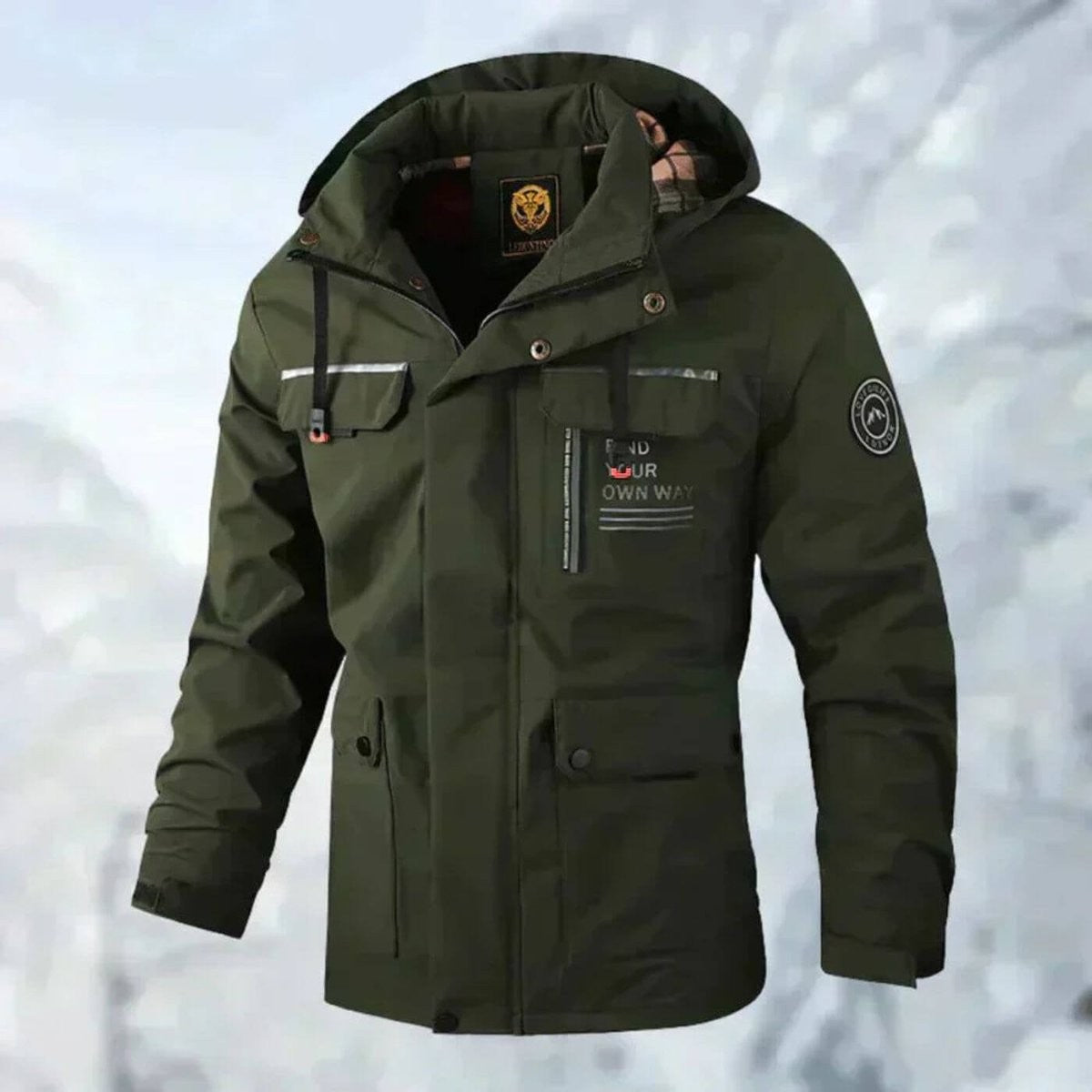 Charlie | Men's Waterproof Windproof Quilted Hooded Parka Jacket - Green
