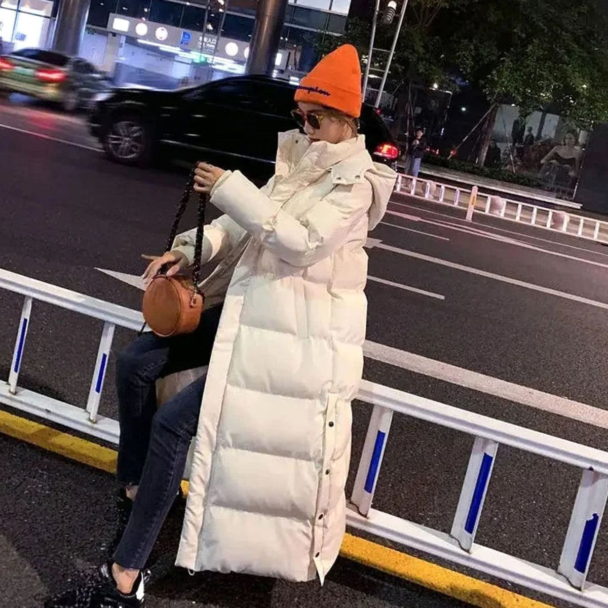 Elsie | Women's Maxi-Length Quilted Hooded Long Puffer Coat - White