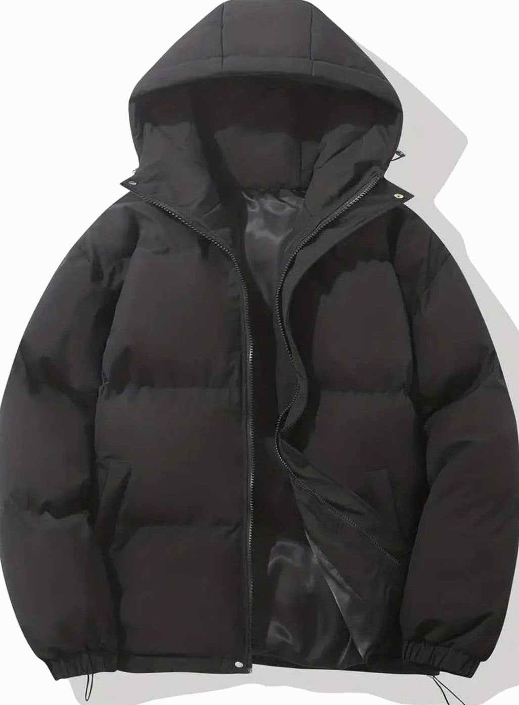 Elsie | Women's Oversized Hooded Full-Zip Quilted Puffer Jacket - Black