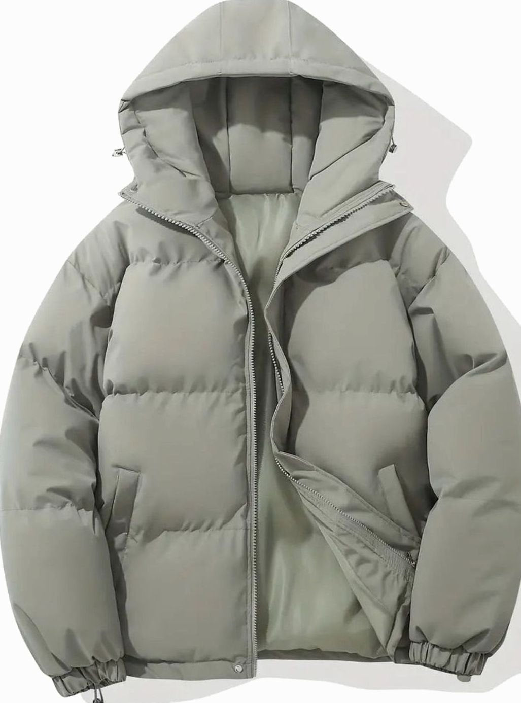 Elsie | Women's Oversized Hooded Full-Zip Quilted Puffer Jacket - Gray