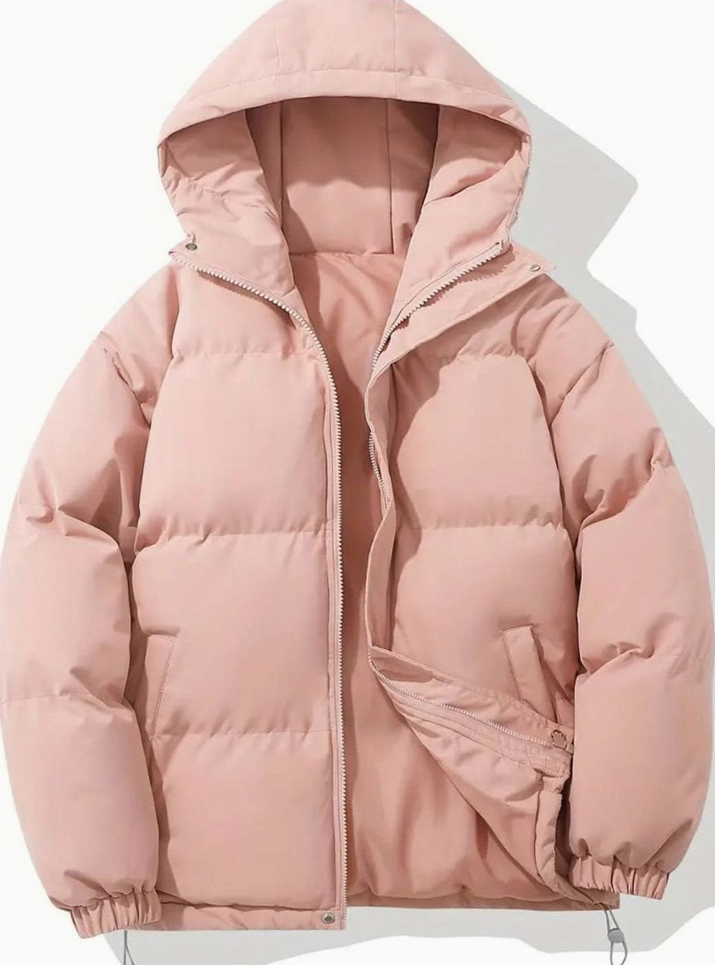 Elsie | Women's Oversized Hooded Full-Zip Quilted Puffer Jacket - Pink