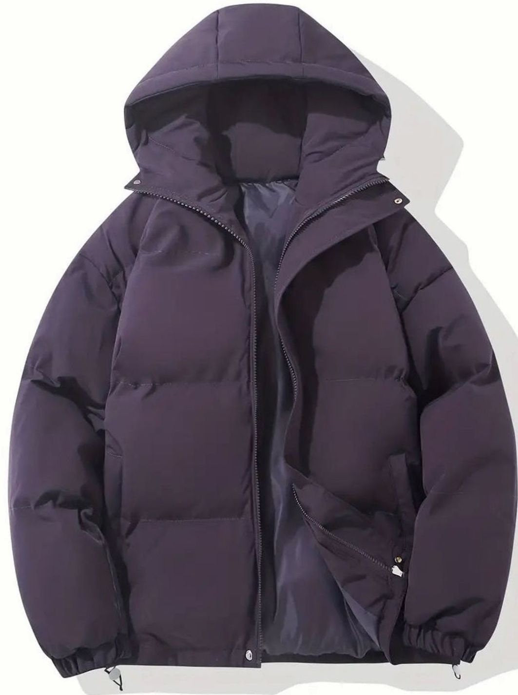 Elsie | Women's Oversized Hooded Full-Zip Quilted Puffer Jacket - Purple