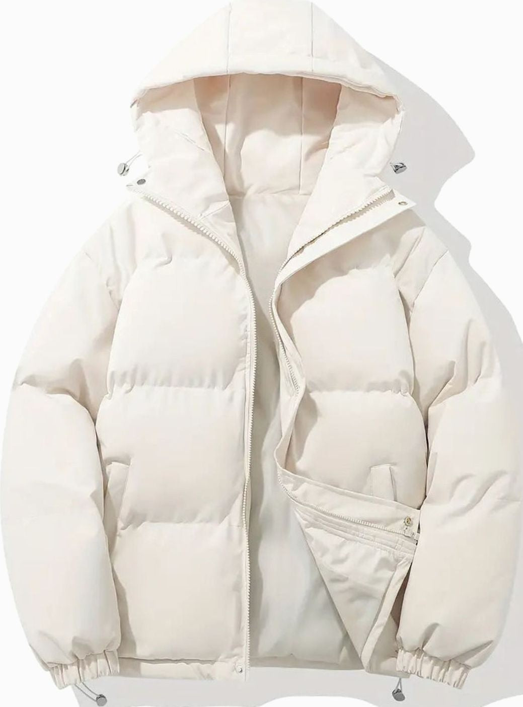 Elsie | Women's Oversized Hooded Full-Zip Quilted Puffer Jacket - White