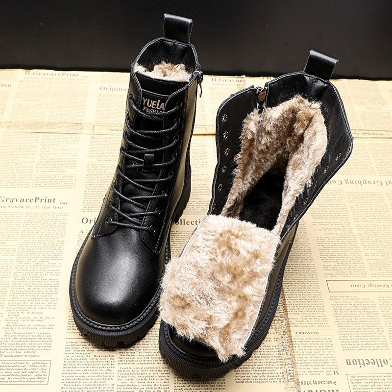 Evie | Women's Lace-Up Winter Boots with Fleece Lining - Black