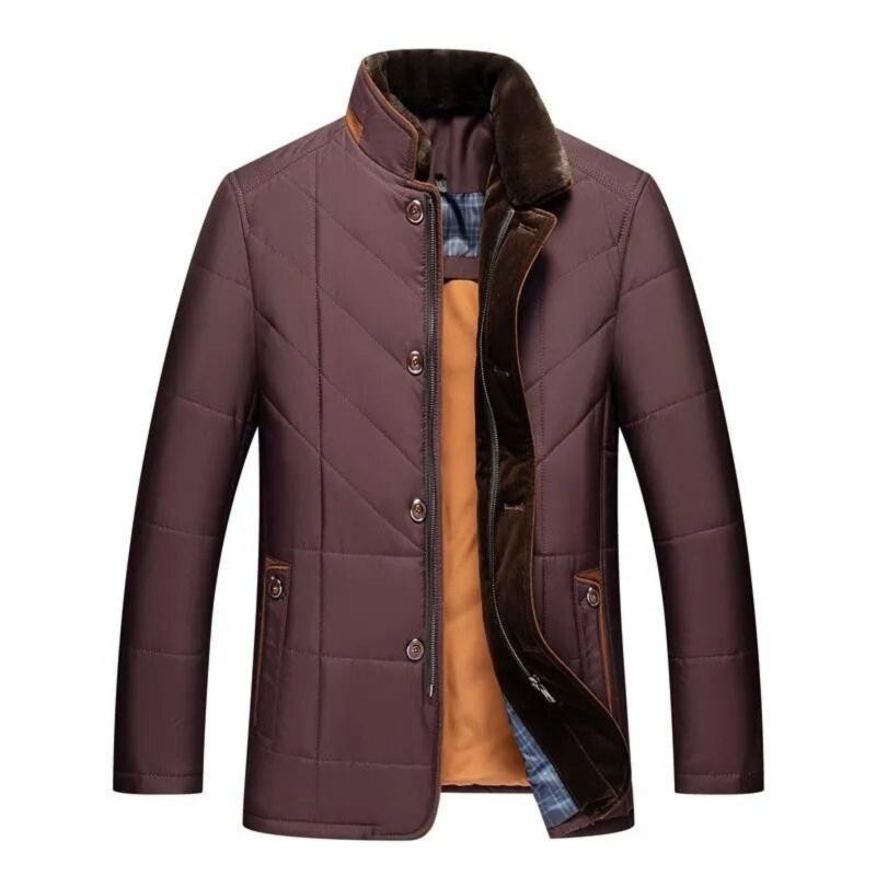 Finley | Men's Quilted Stand-Collar Jacket with Faux Fur Trim and Contrast Piping - Red