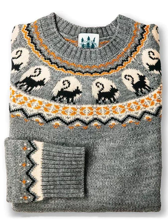 Florence | Women's Crew-Neck Fair Isle Knit Sweater with Seasonal Motifs - Ghost Fair Isle