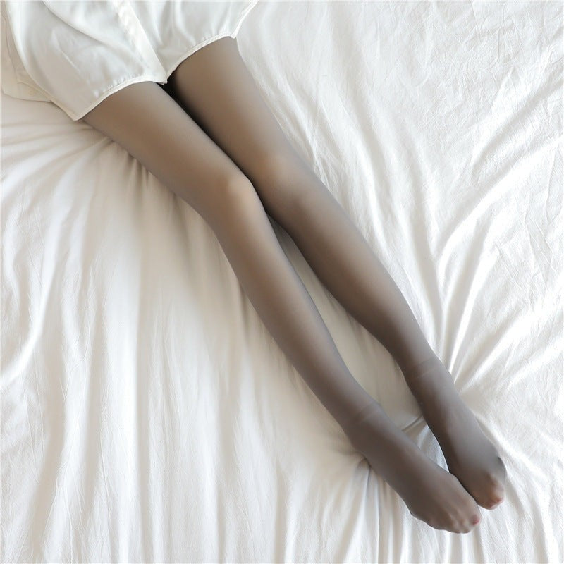 Harriet | Women's Thermal Fleece-Lined Opaque Tights - Light Grey