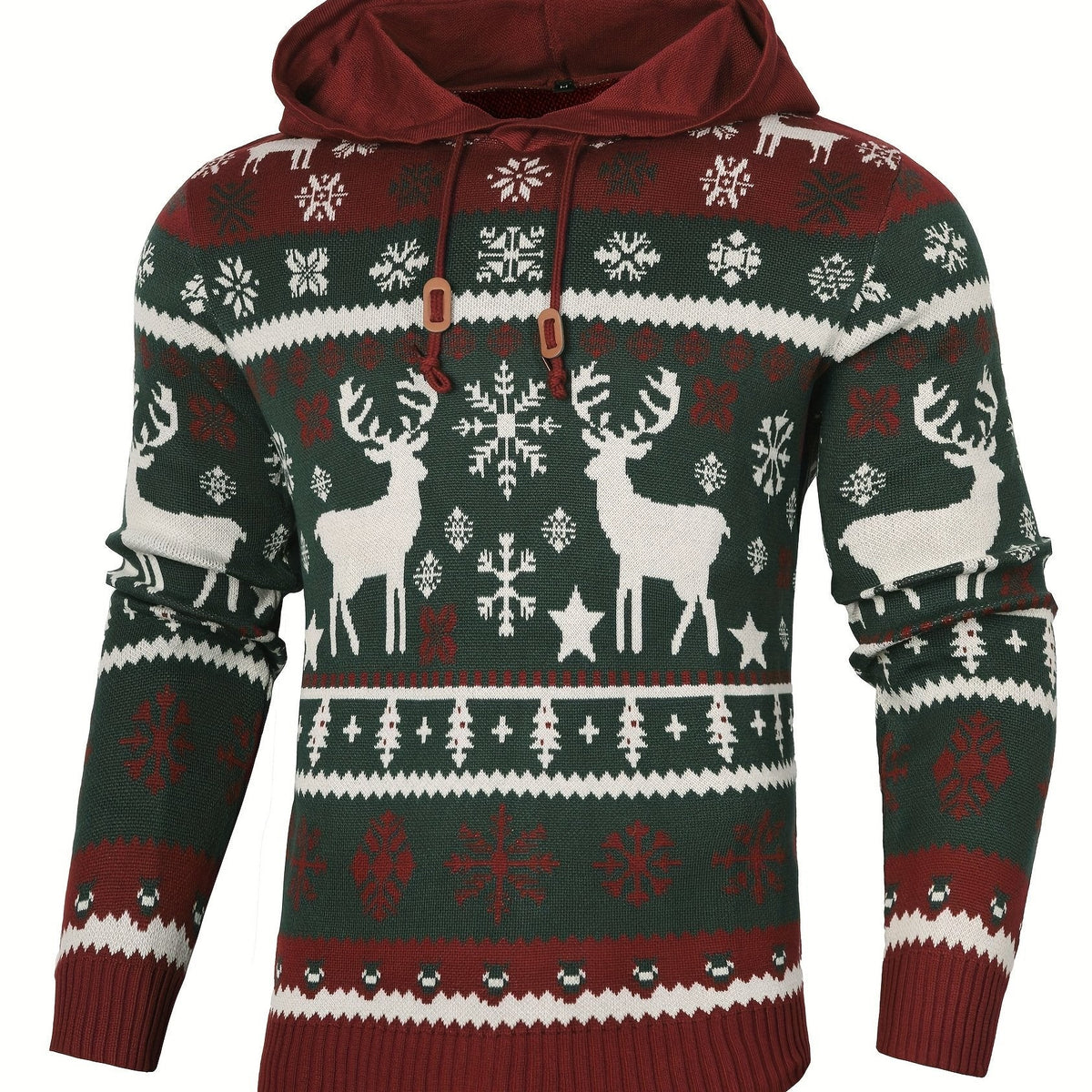 Harry | Men's Christmas Jumper Reindeer Hooded Festive Knit - Christmas Style 1