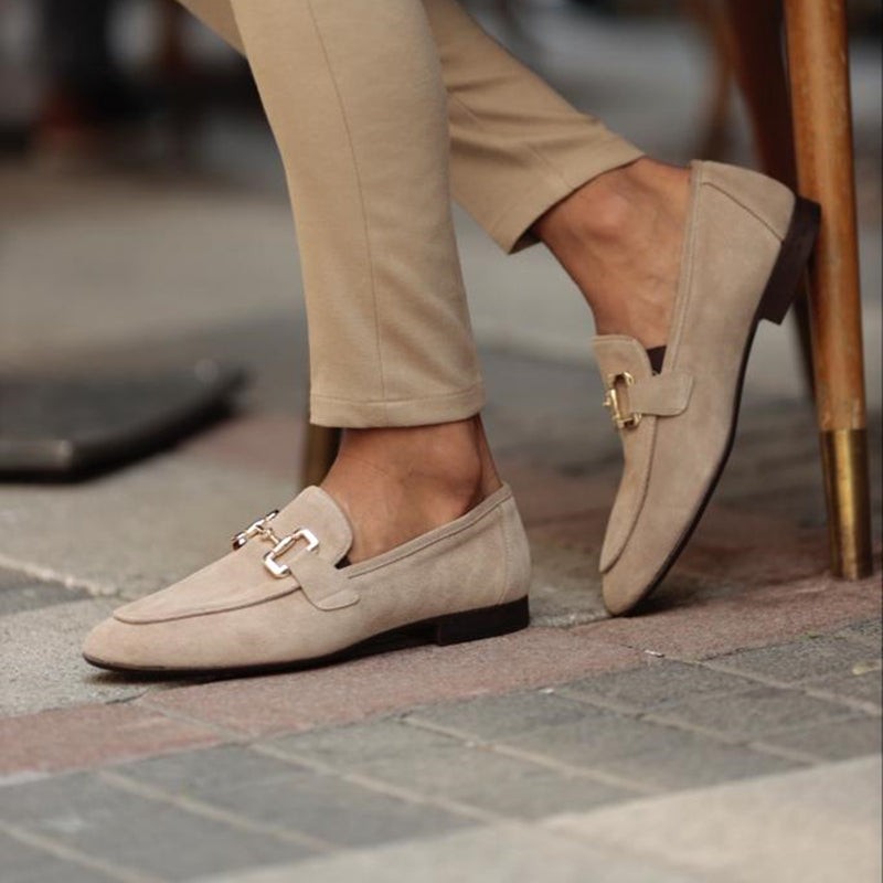 Hugo | Men's Slip-On Round-Toe Loafers with Horsebit-Buckle Detail - Beige