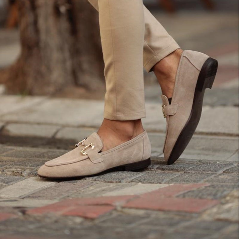 Hugo | Men's Slip-On Round-Toe Loafers with Horsebit-Buckle Detail - Beige