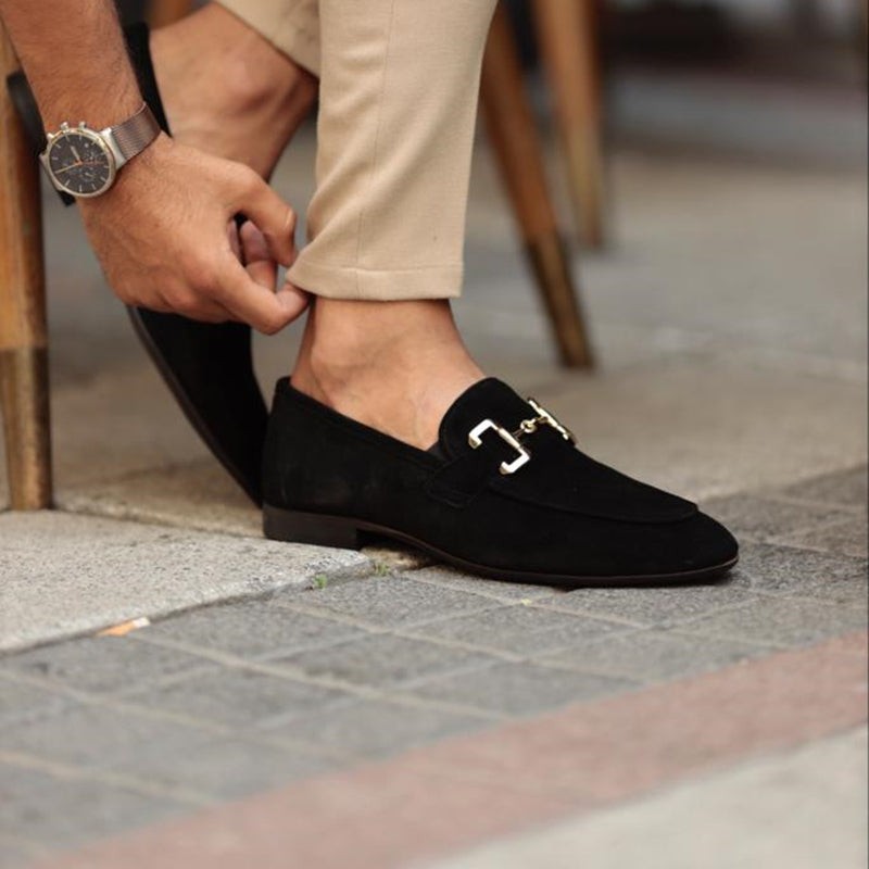 Hugo | Men's Slip-On Round-Toe Loafers with Horsebit-Buckle Detail - Black