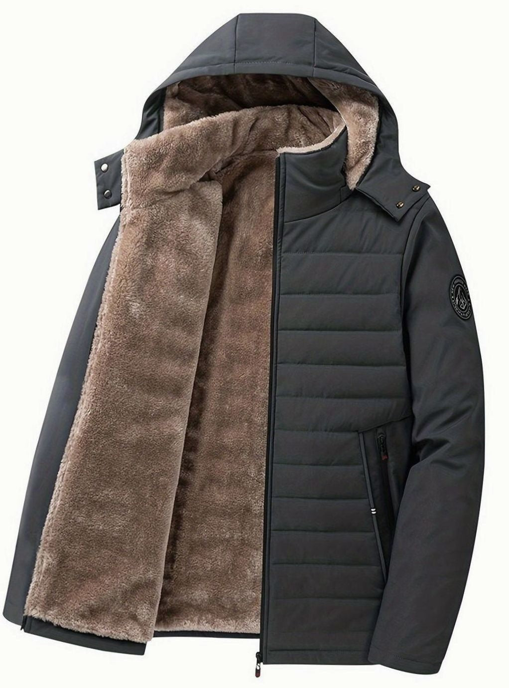 Isla | Women's Hooded Quilted Relaxed-Fit Jacket with Fleece Lining - Gray