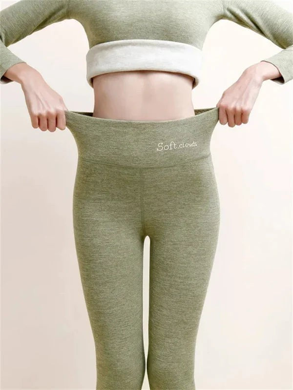 Isla | Women's Thermal Fleece-Lined High-Waist Relaxed-Fit Legging - Green