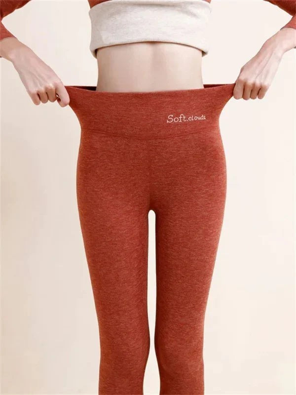 Isla | Women's Thermal Fleece-Lined High-Waist Relaxed-Fit Legging - Red