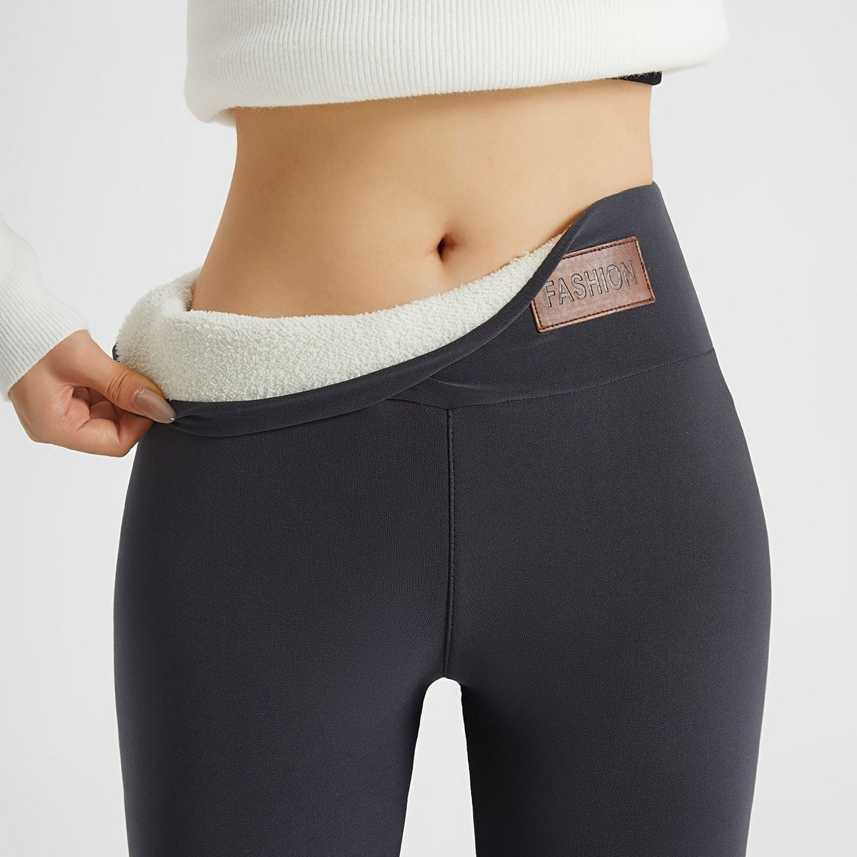 Ivy | Women's High-Waist Fleece-Lined Stretch Thermal Leggings - Dark Grey