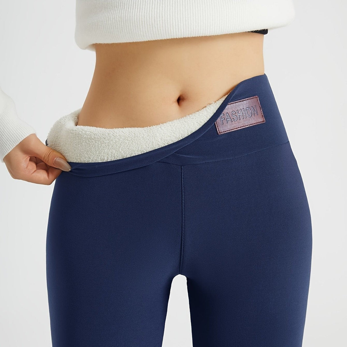 Ivy | Women's High-Waist Fleece-Lined Stretch Thermal Leggings - Navy