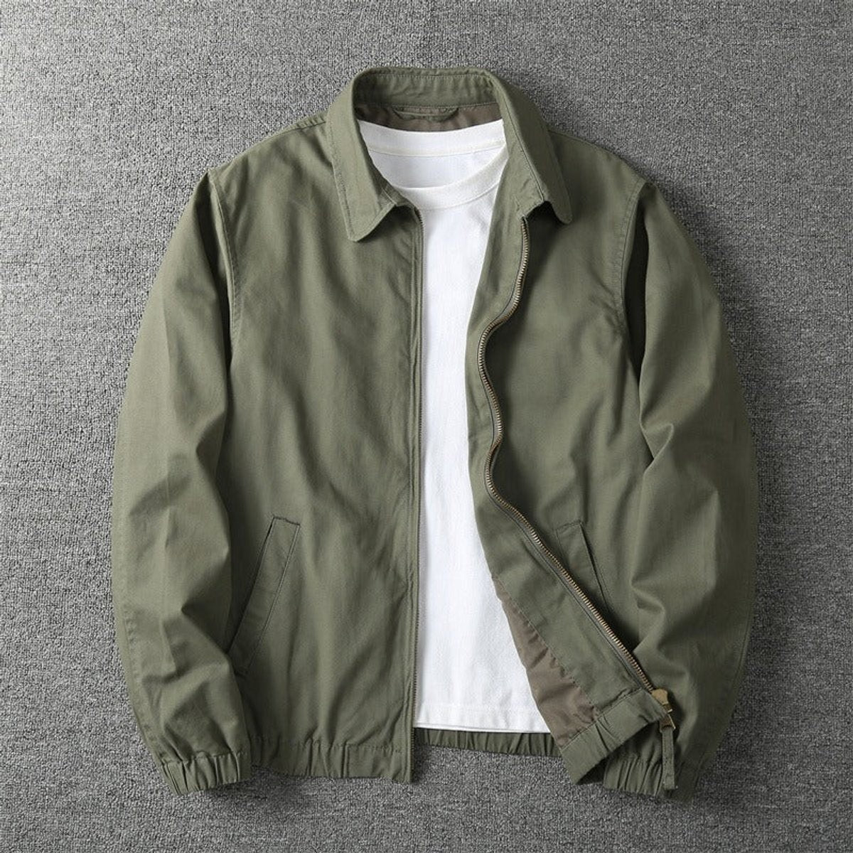 Jasper | Men's Relaxed-Fit Full-Zip Bomber Jacket - Khaki