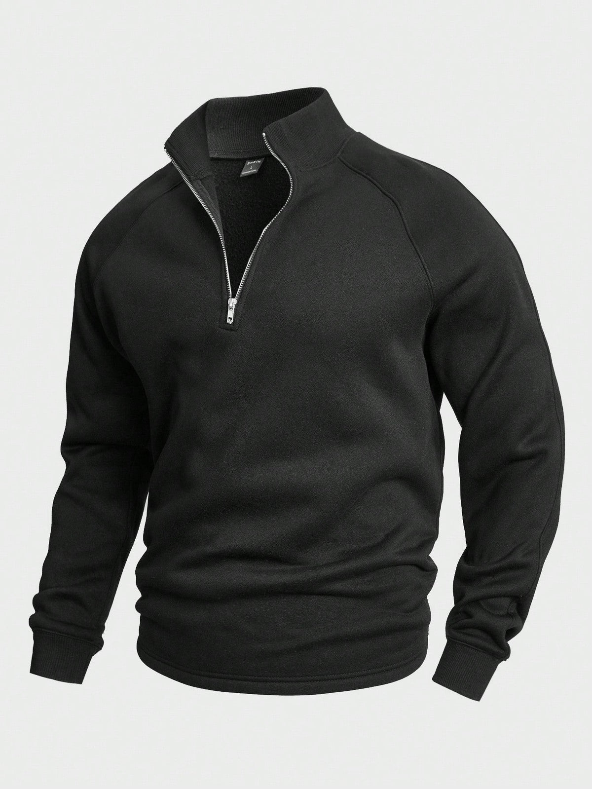 Jasper | Men's Stand-Collar Quarter-Zip Fleece-Lined Sweatshirt - Black