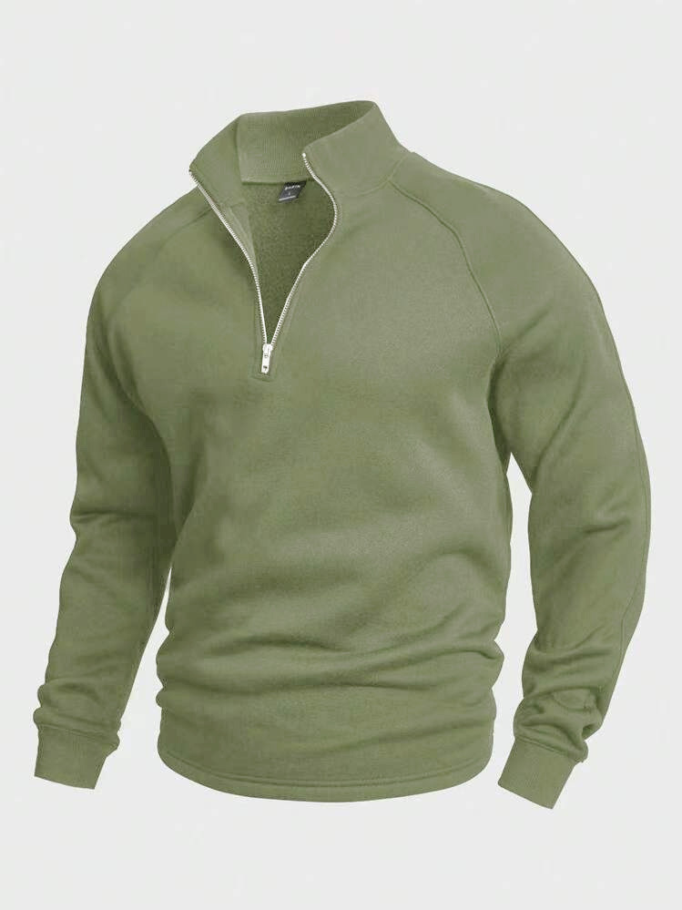 Jasper | Men's Stand-Collar Quarter-Zip Fleece-Lined Sweatshirt - Green