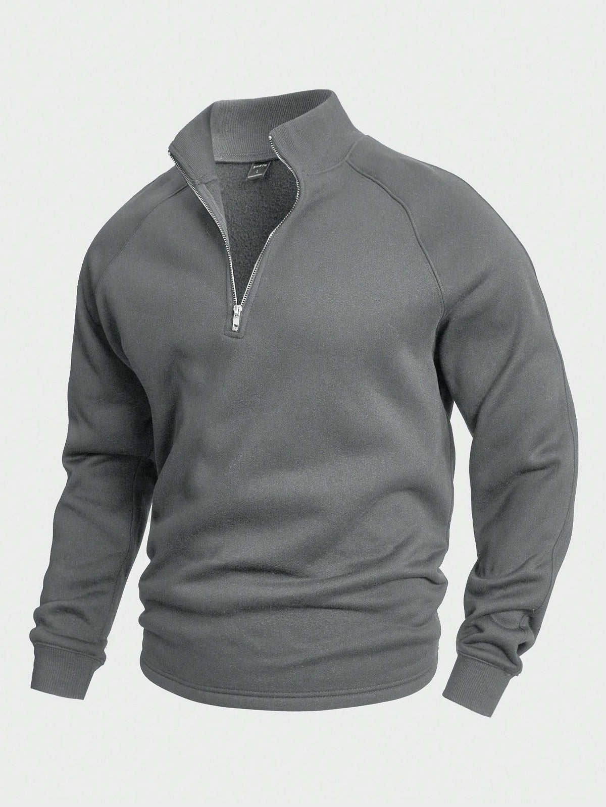 Jasper | Men's Stand-Collar Quarter-Zip Fleece-Lined Sweatshirt - Grey