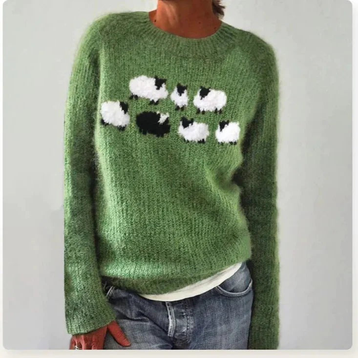 Leo | Women's Relaxed Fit Boat-Neck Multicolour Fair Isle Knit Jumper - Green