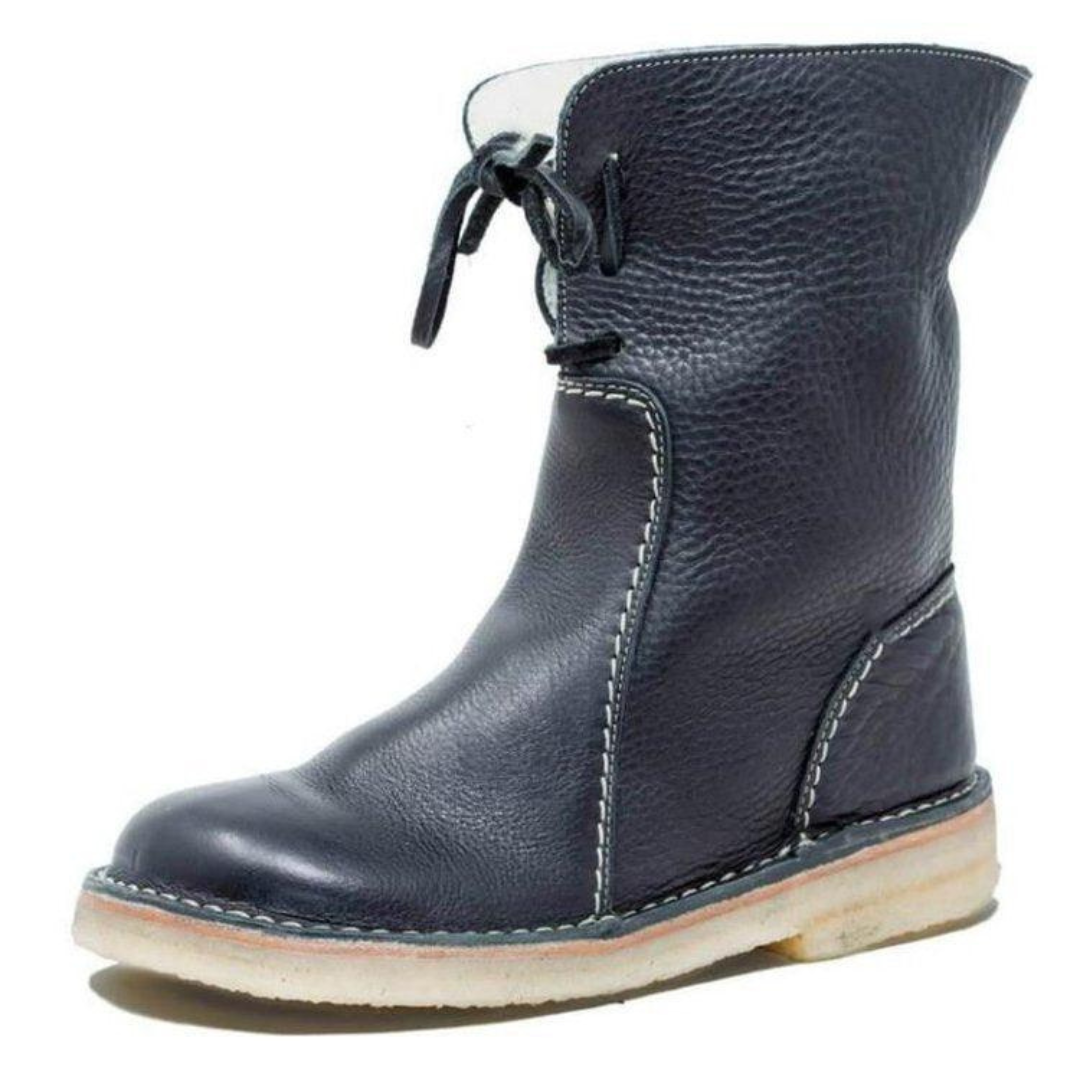 Lily | Women's Mid-Calf Lace-Back Shearling-Lined Winter Boot - Black