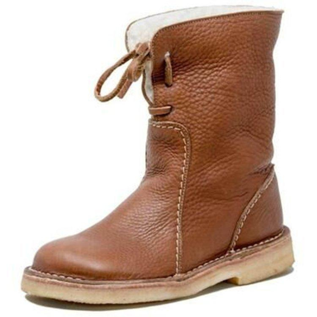 Lily | Women's Mid-Calf Lace-Back Shearling-Lined Winter Boot - Light Brown