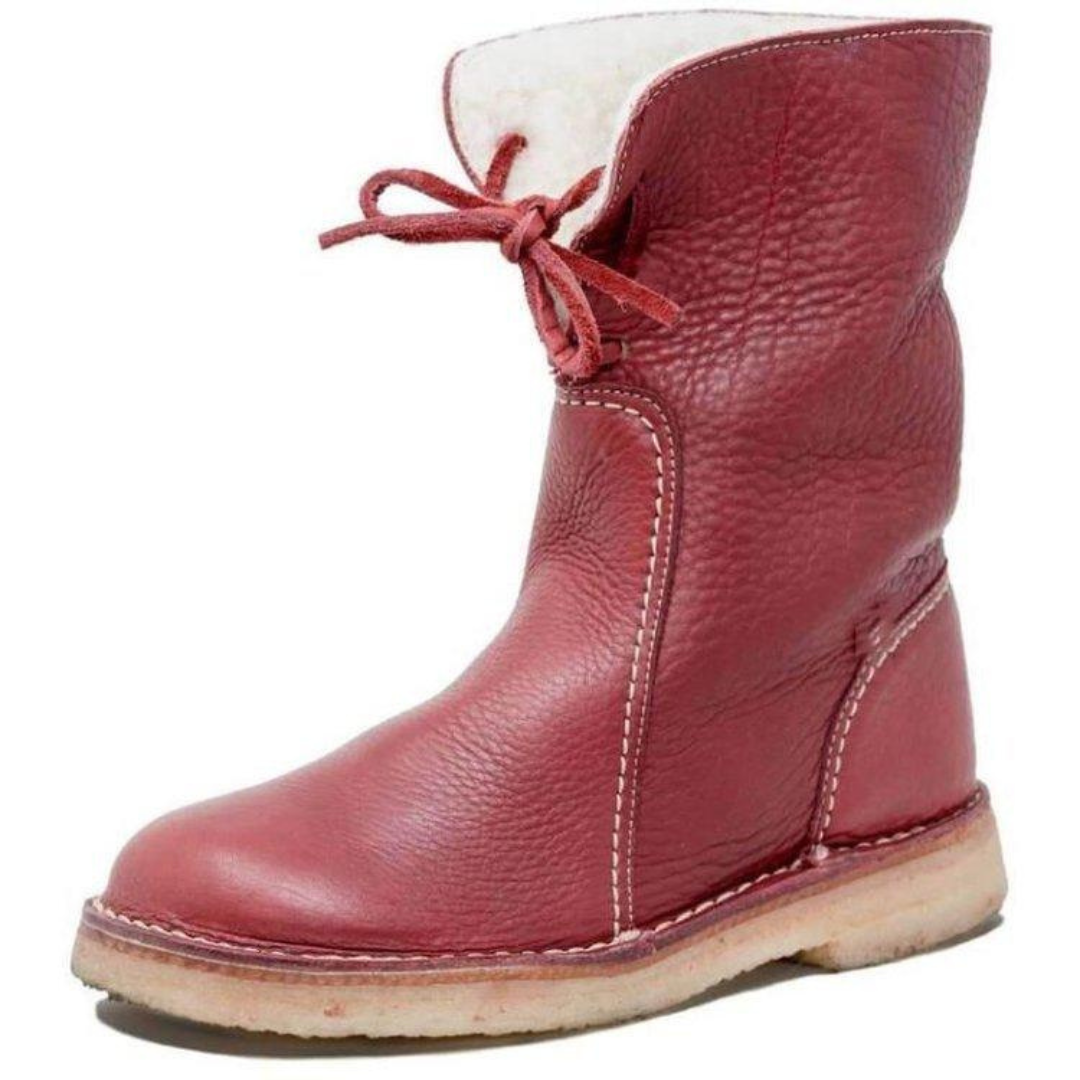 Lily | Women's Mid-Calf Lace-Back Shearling-Lined Winter Boot - Red