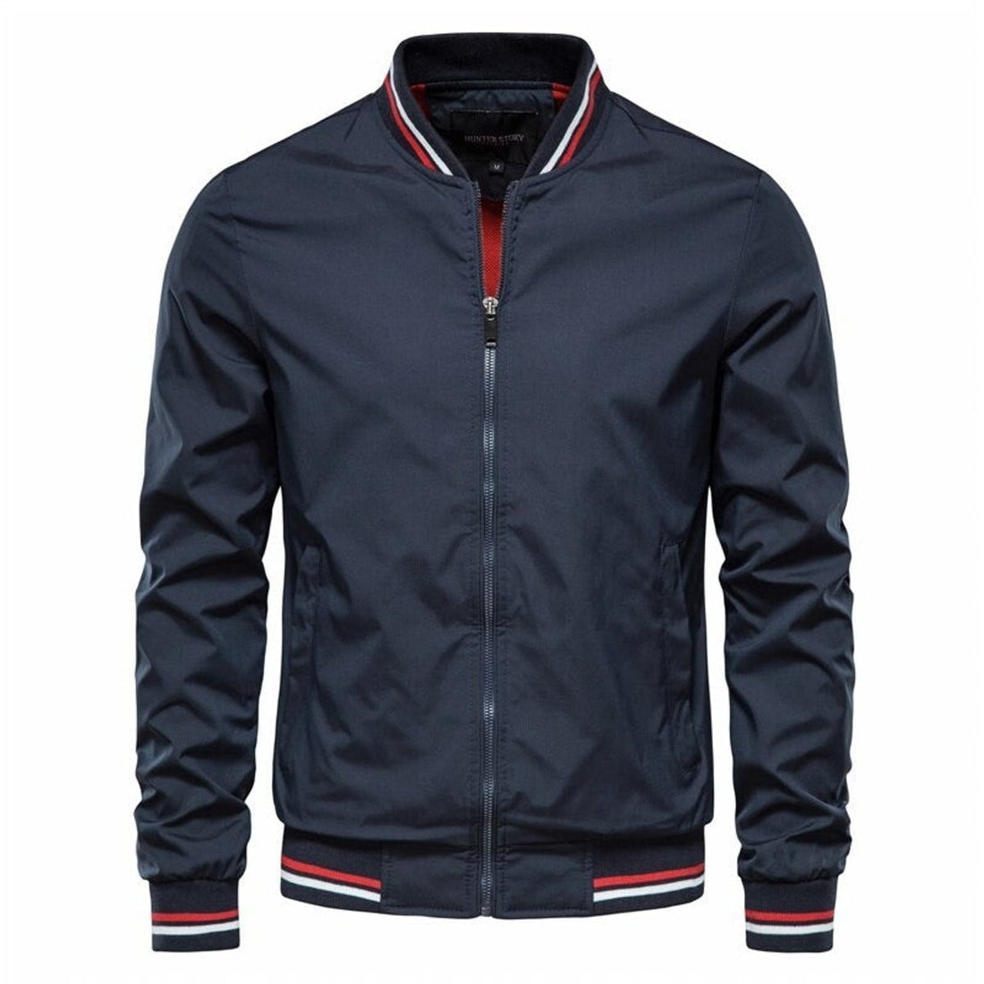 Louis | Men's Relaxed-Fit Full-Zip Bomber Jacket with Striped Ribbed Trim - Standard