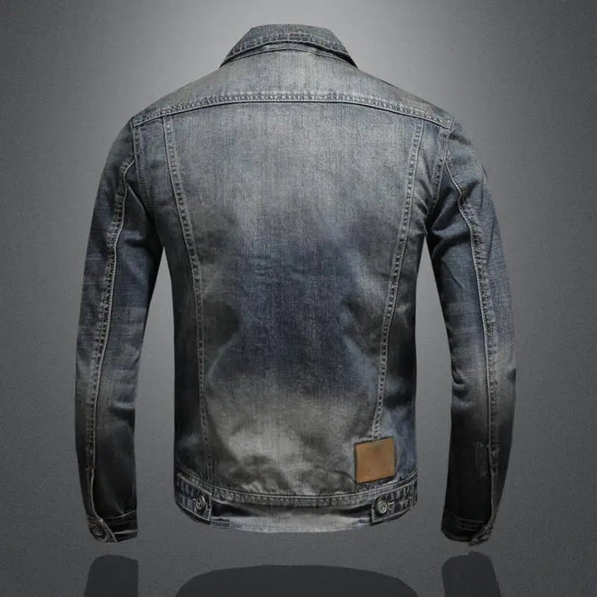 Louis | Men's Relaxed-Fit Washed Denim Zip-Up Jacket with Dual Chest Pockets - Standard