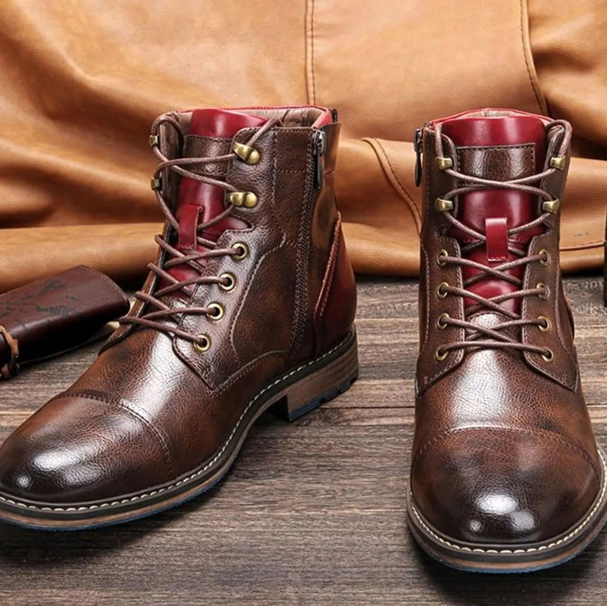 Arthur | Men's Classic Zip Lace-Up Leather-Look Ankle Boots