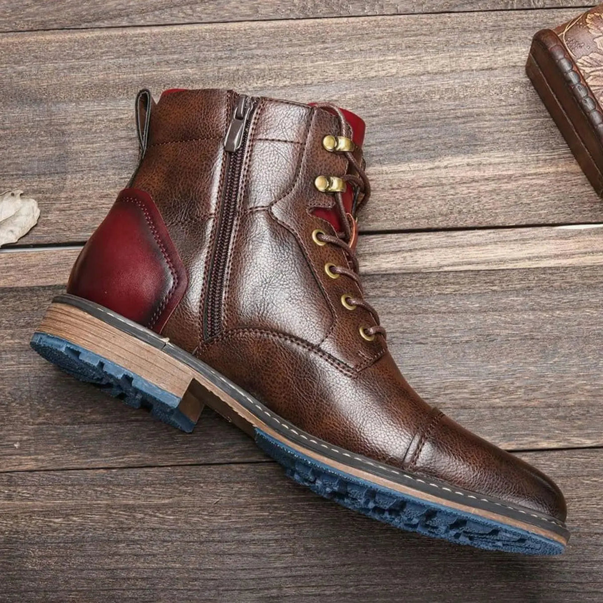 Arthur | Men's Classic Zip Lace-Up Leather-Look Ankle Boots