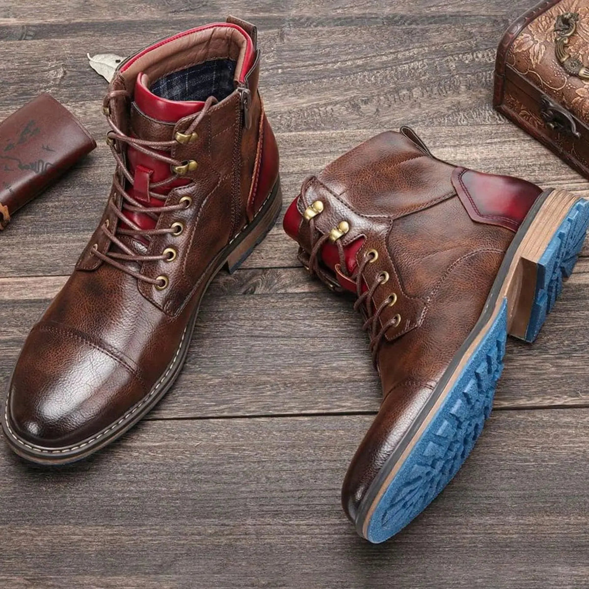 Arthur | Men's Classic Zip Lace-Up Leather-Look Ankle Boots