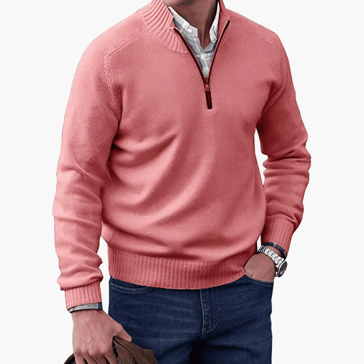 George | Men's Knitted Half-Zip Pullover Jumper Ribbed Collar