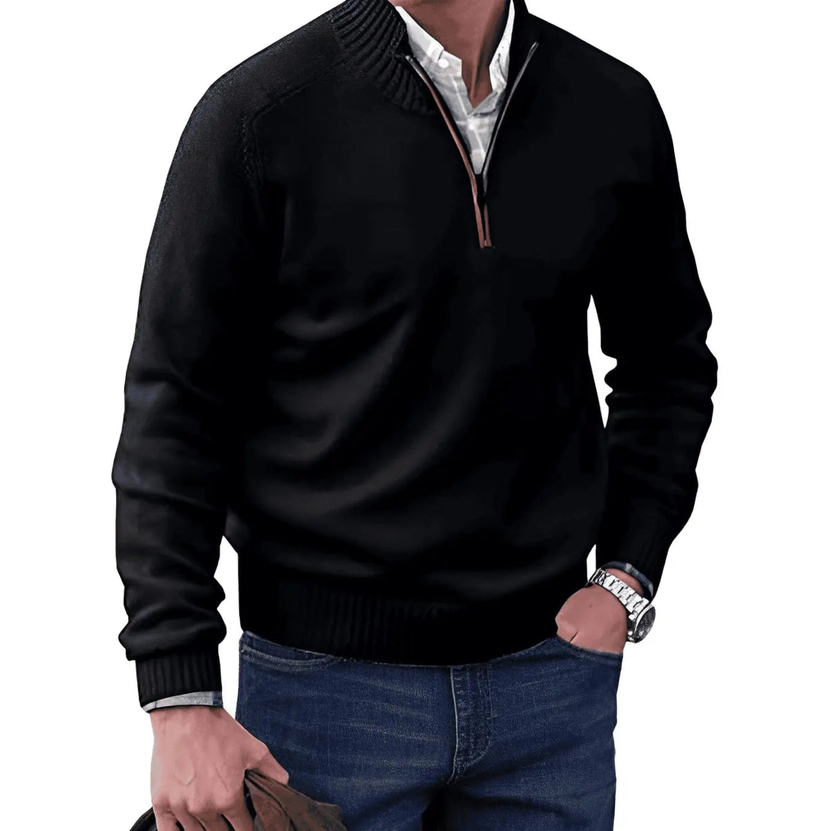 George | Men's Knitted Half-Zip Pullover Jumper Ribbed Collar