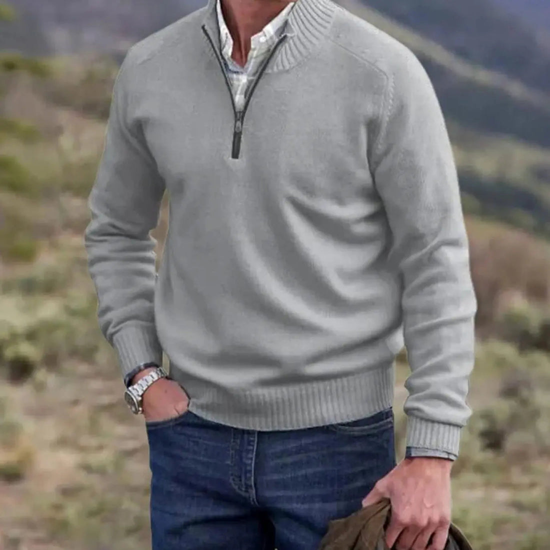 George | Men's Knitted Half-Zip Pullover Jumper Ribbed Collar