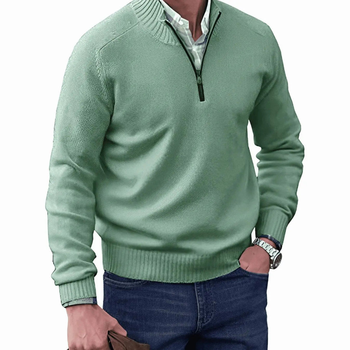 George | Men's Knitted Half-Zip Pullover Jumper Ribbed Collar