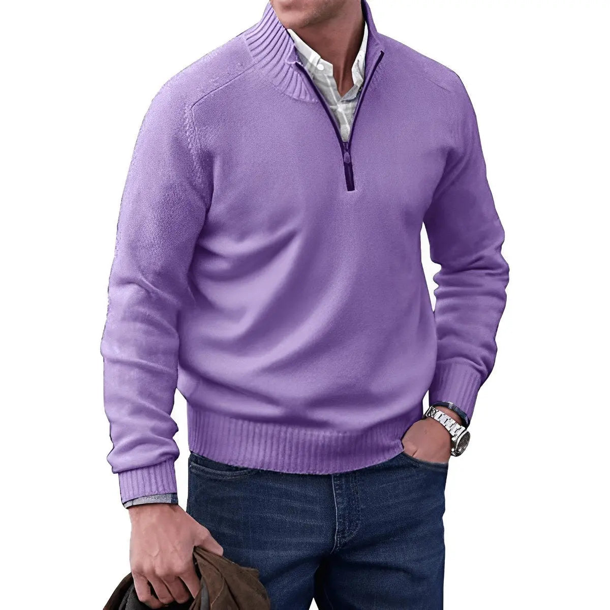 Archie | Men's Quarter-Zip Knit Pullover Sweater Regular Fit Long Sleeve