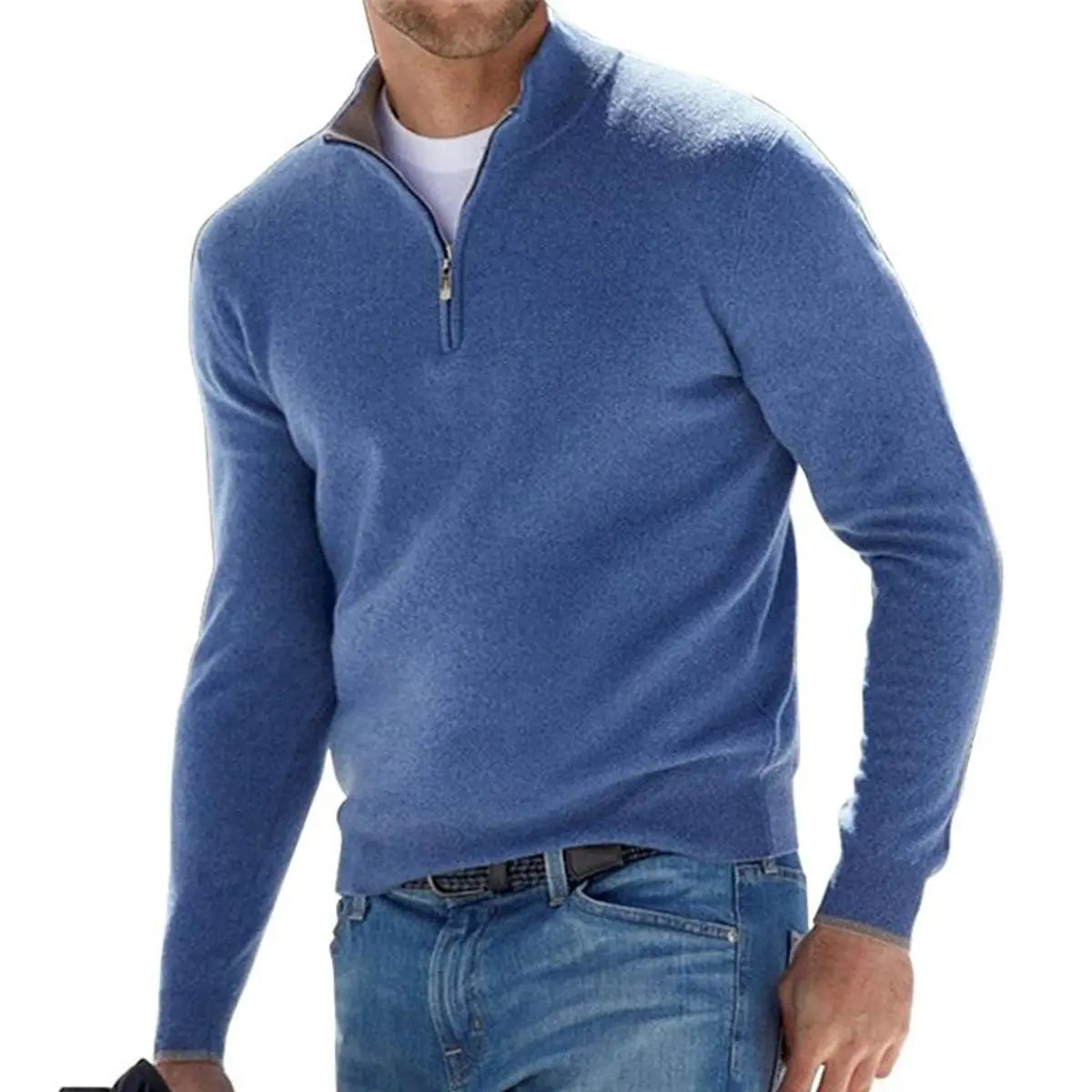 Thomas | Men's Quarter-Zip Knit Sweater Ribbed Half-Zip Pullover Jumper