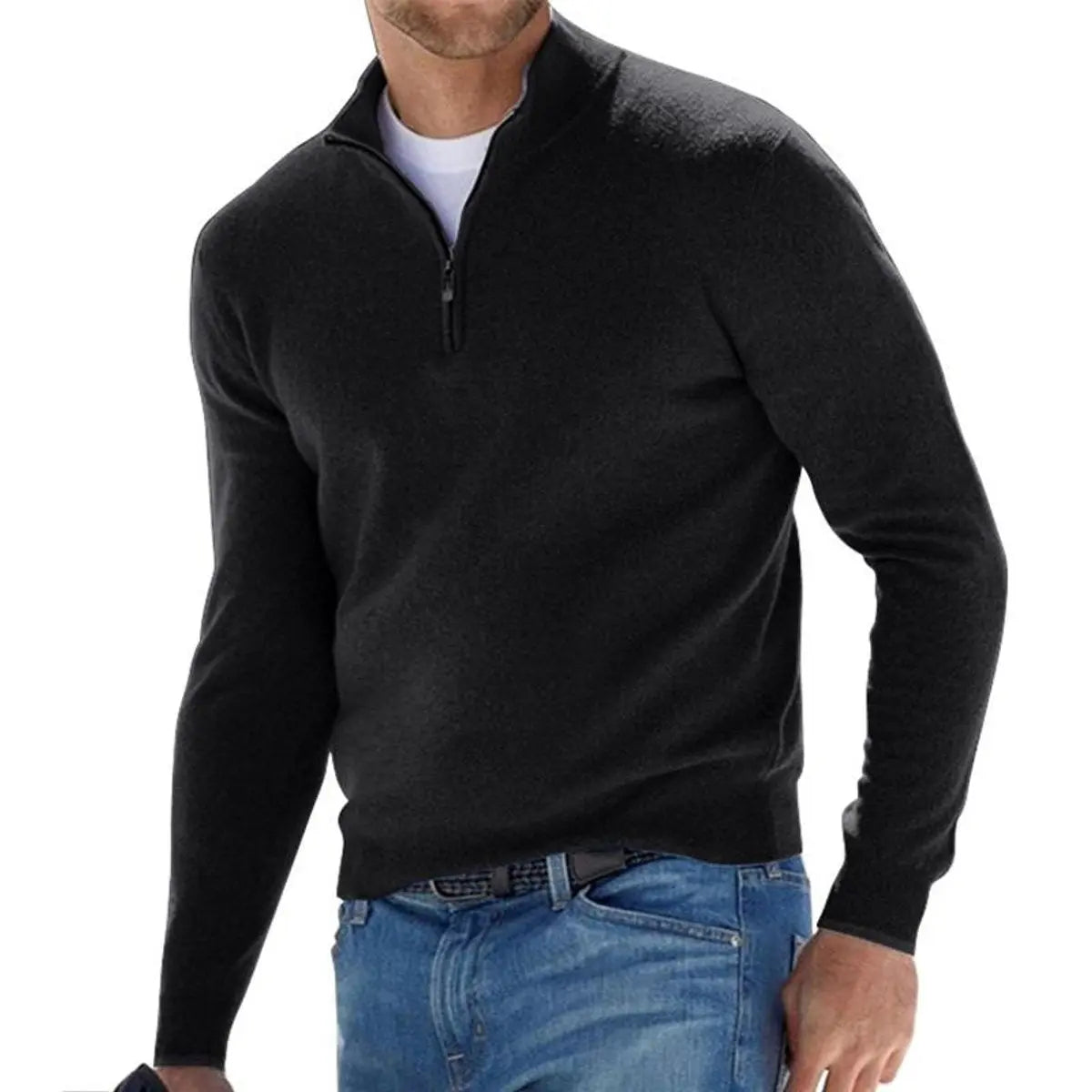 Thomas | Men's Quarter-Zip Knit Sweater Ribbed Half-Zip Pullover Jumper