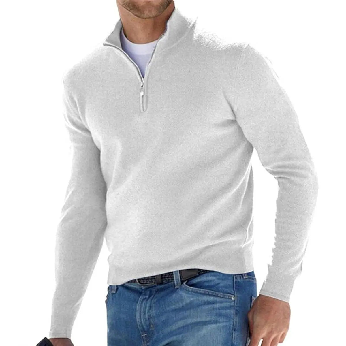 Thomas | Men's Quarter-Zip Knit Sweater Ribbed Half-Zip Pullover Jumper