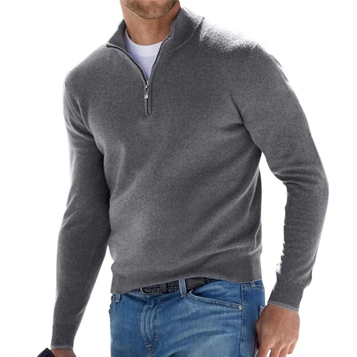 Thomas | Men's Quarter-Zip Knit Sweater Ribbed Half-Zip Pullover Jumper