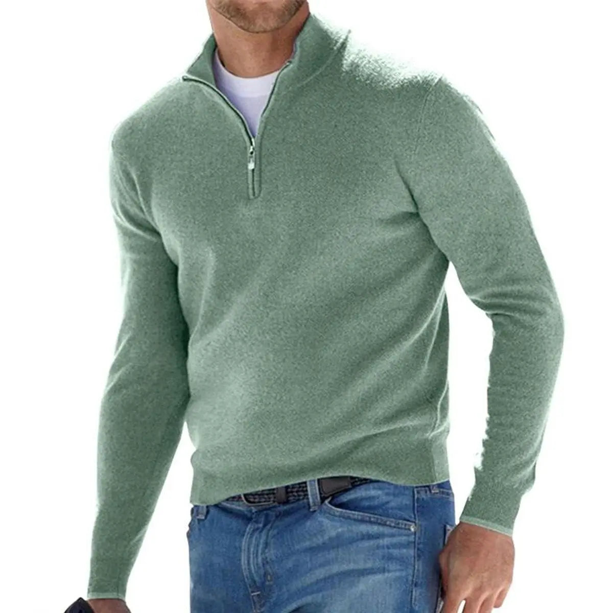Thomas | Men's Quarter-Zip Knit Sweater Ribbed Half-Zip Pullover Jumper