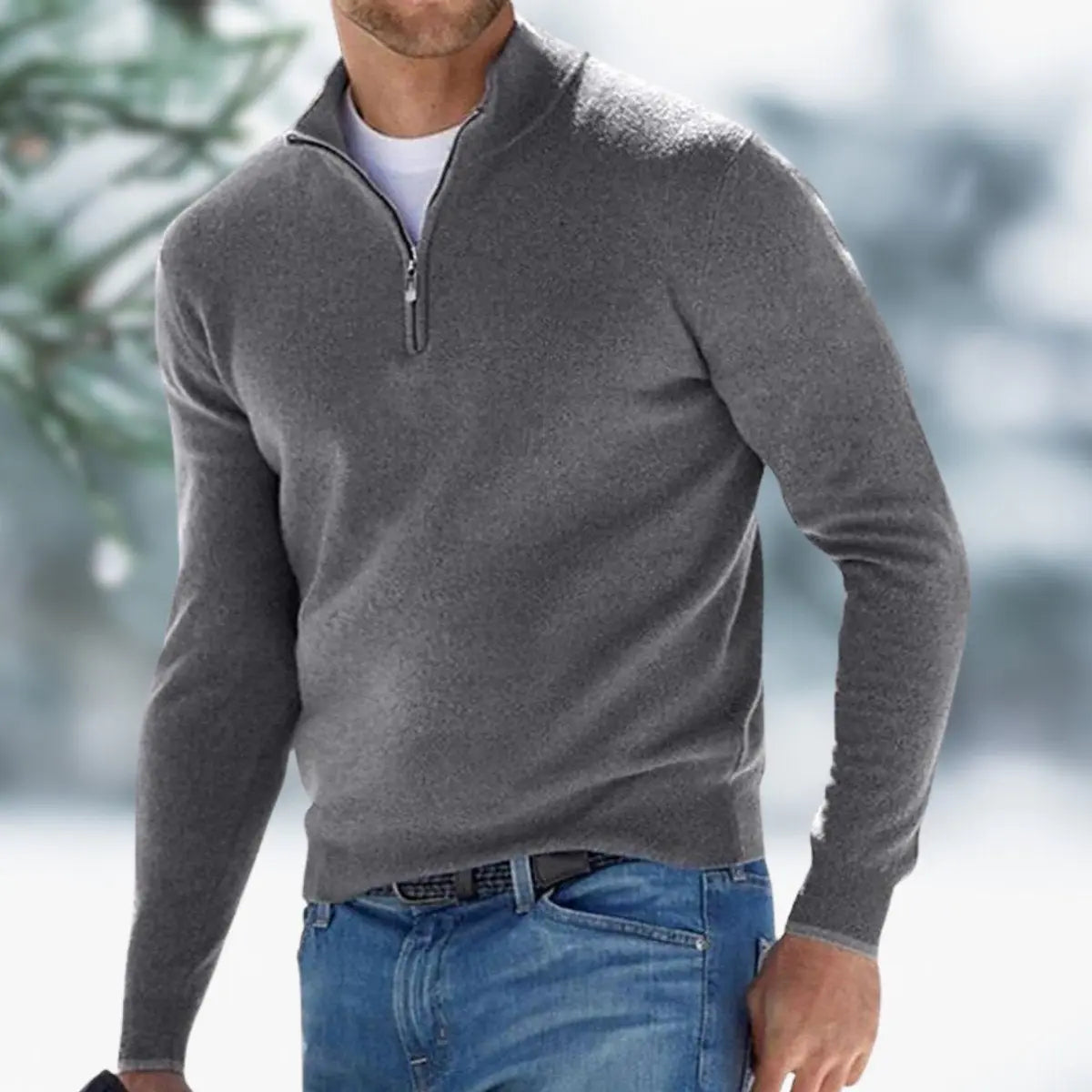 George | Men's Quarter-Zip Mens Knit Sweater Long Sleeve Pullover Jumper