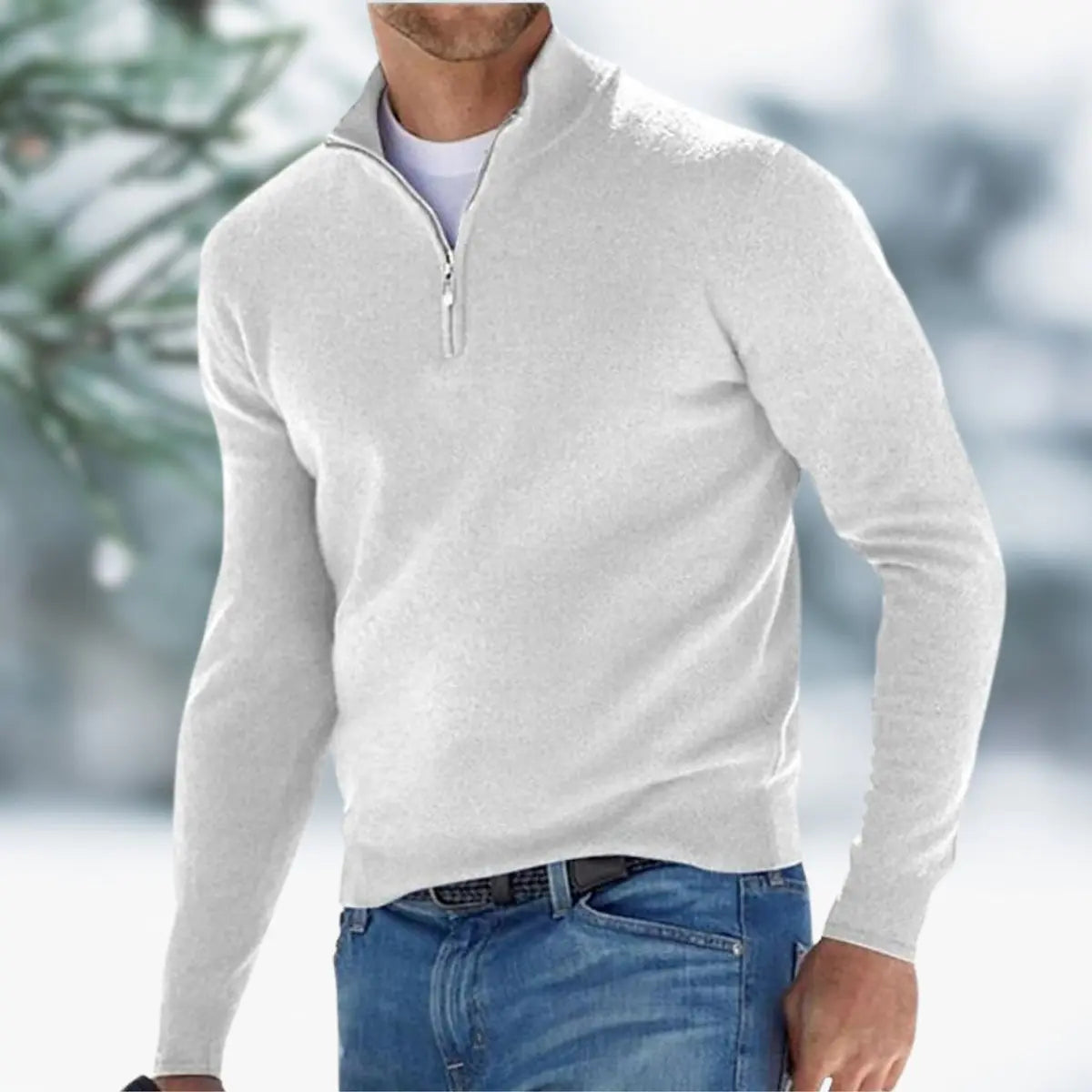 George | Men's Quarter-Zip Mens Knit Sweater Long Sleeve Pullover Jumper